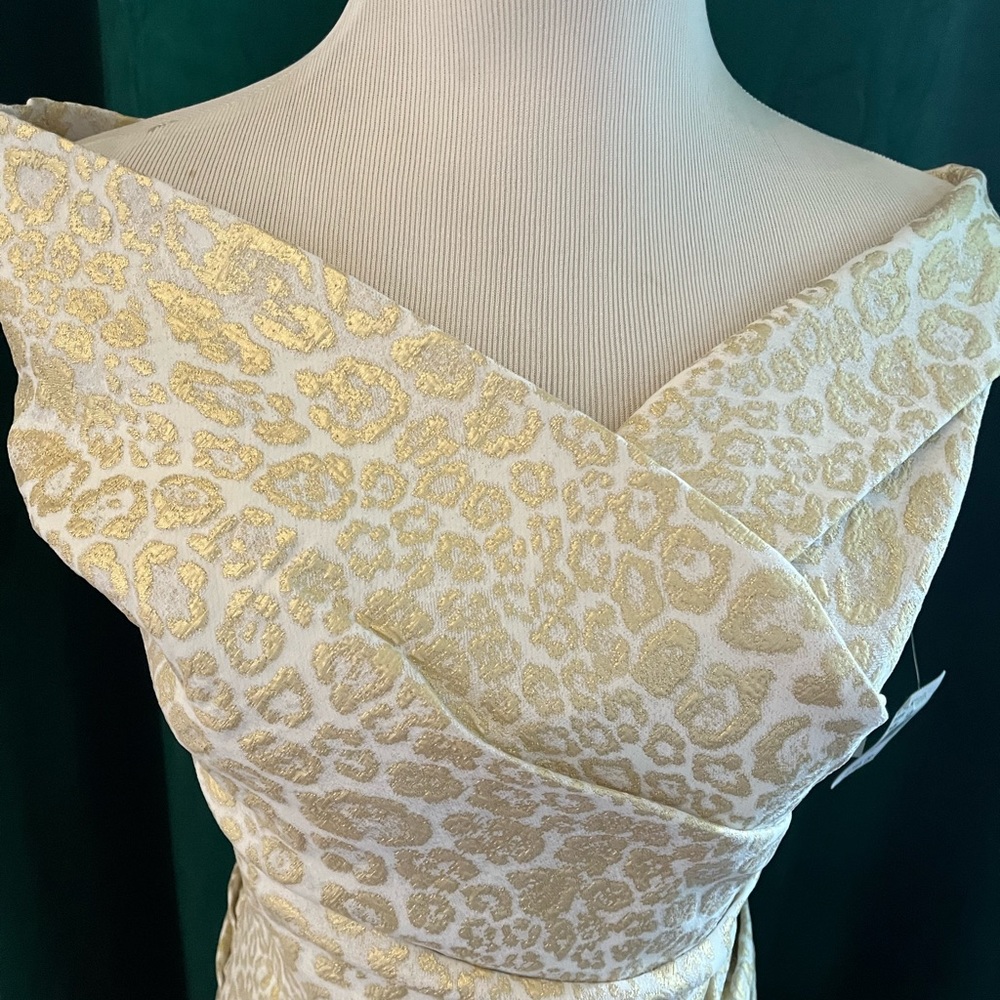 Elegant Teri Jon Ivory Gold Dress